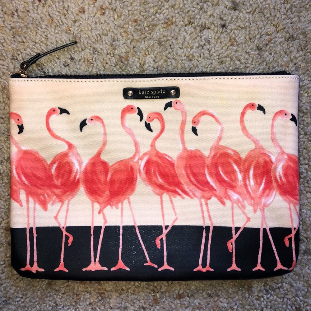 Kate Spade flamingo print clutch bag